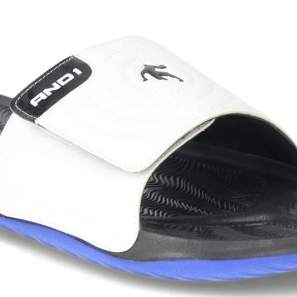 AND1 White and Black Slide Sandals - Picture 1 of 12